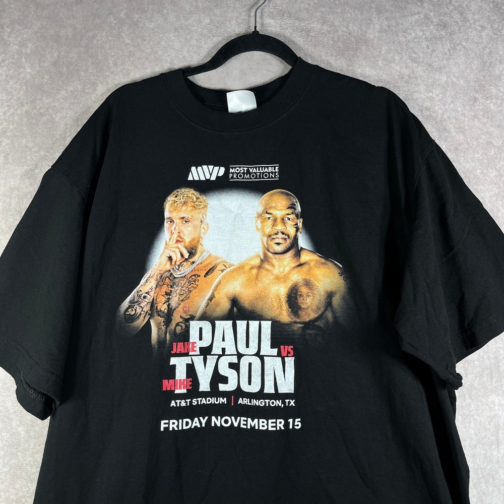 AWP Jake Paul VS Mike Tyson Shirt Mens Size 2XL Black Shaka Wear Boxing Texas